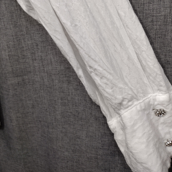 Zara Neck Tie Ruffle Blouse Women's L White Preppy Academia Victorian Retro 90s - Picture 3 of 7